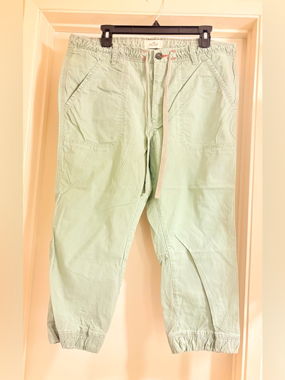 Hollister Light Mint Drawstring Cropped Joggers